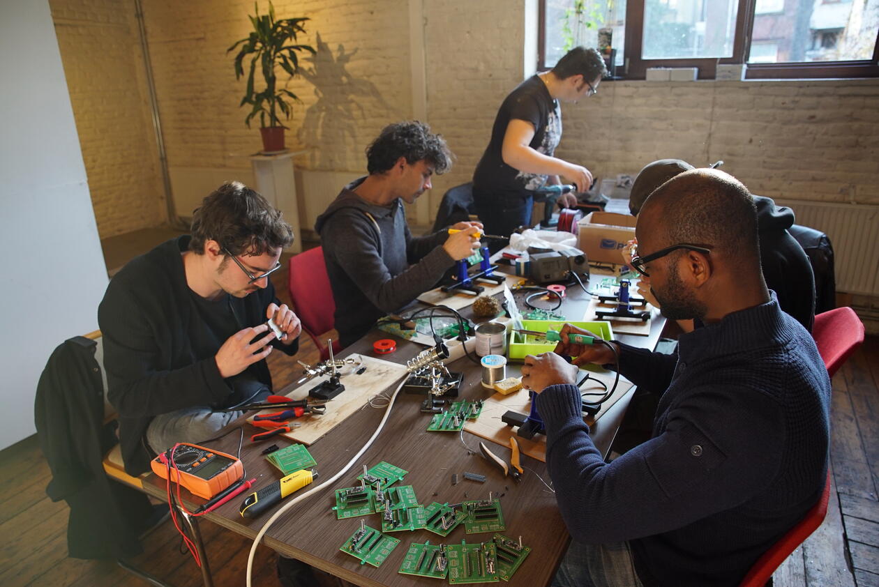Crafting 50 light dimmers for the intervention